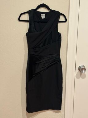 Reiss Black One-Shoulder Draped Sheath Dress 2